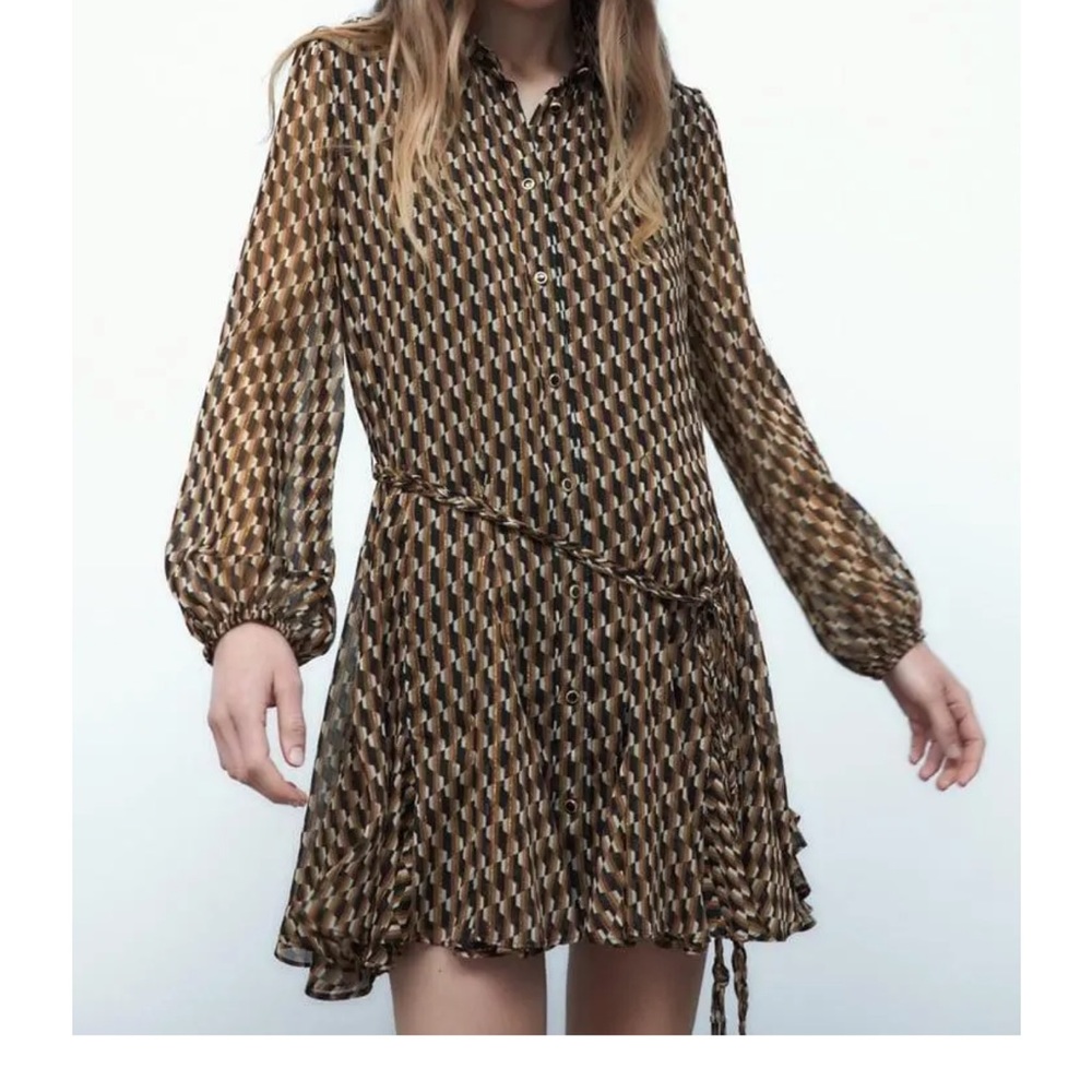 Zara gold printed mini dress - Picture 5 of 8